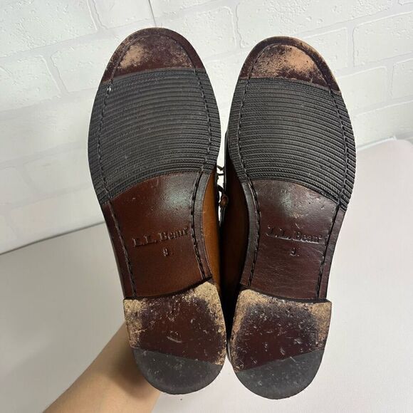 LL Bean Mens Kiltie Loafers Size 9 D Brown Tan Tassle Leather - Picture 7 of 16